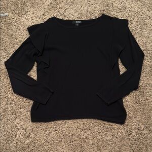 Ana Black Women's Sweater with Ruffle Sleeves